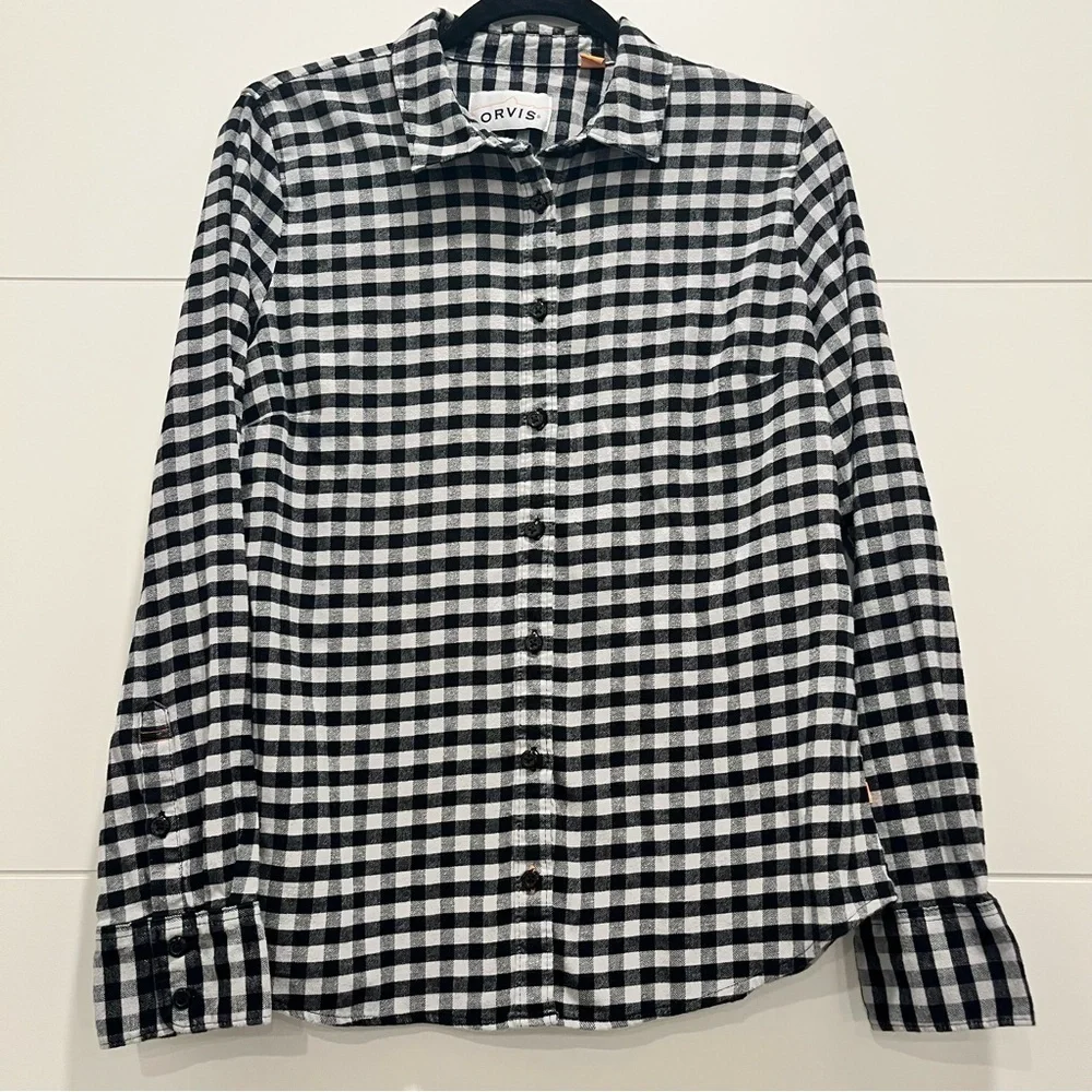 Black and White Orvis Long Sleeve Button Down Shirt Size M - Picture 2 of 8